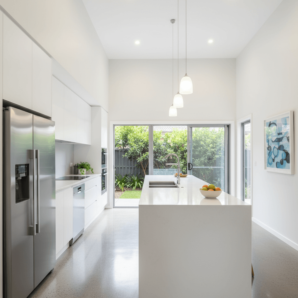 Modern kitchen renovation with updated cabinetry and appliances