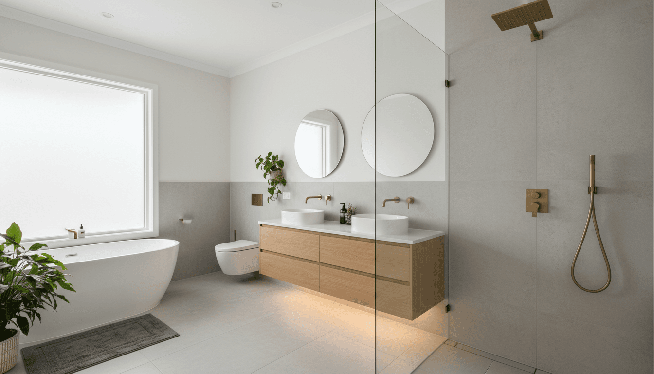 Contemporary bathroom renovation with tiled shower and modern fixtures