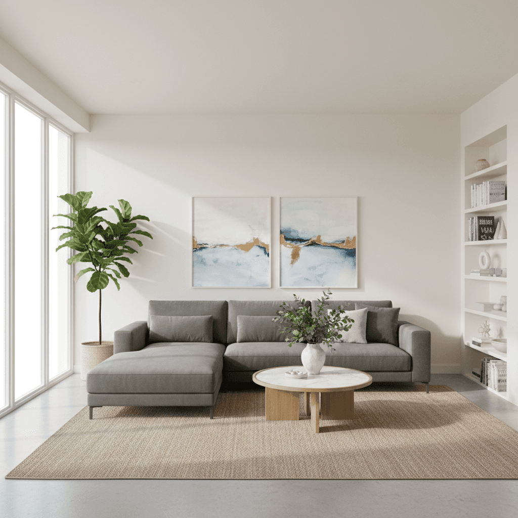 Living room renovation with updated finishes and layout