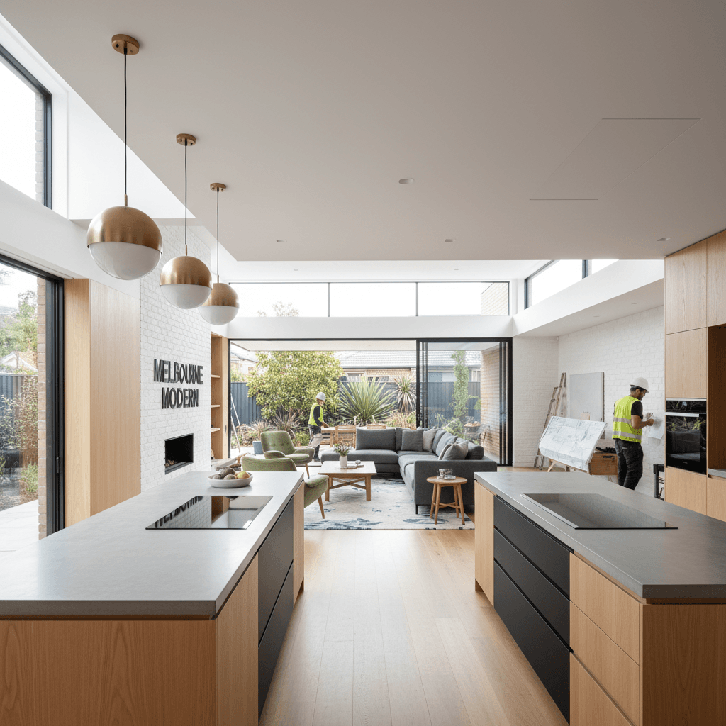 Multi-room renovation project showing coordinated updates across spaces