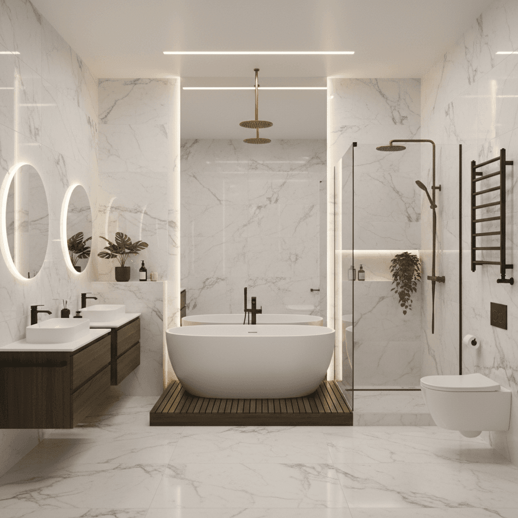 Updated bathroom with modern fixtures and quality finishes