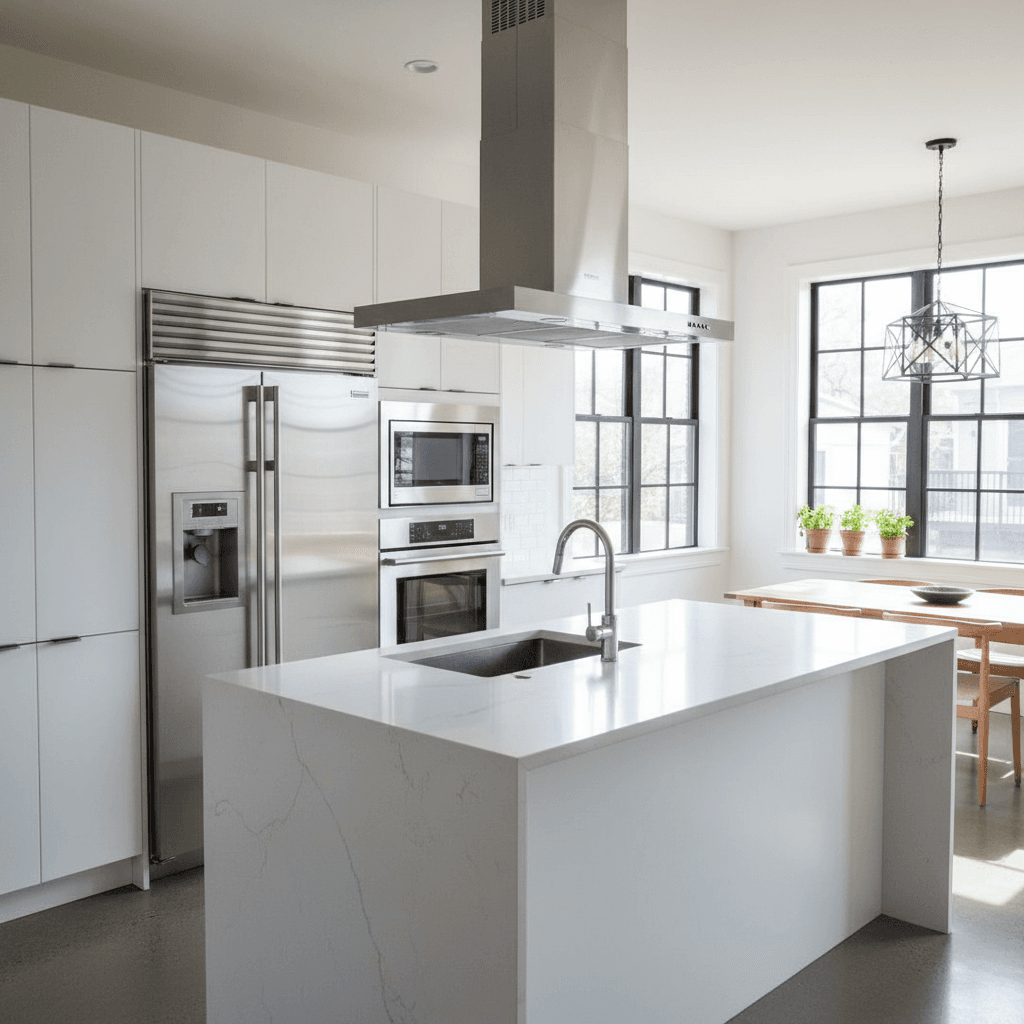 Modern kitchen with custom cabinetry and updated appliances